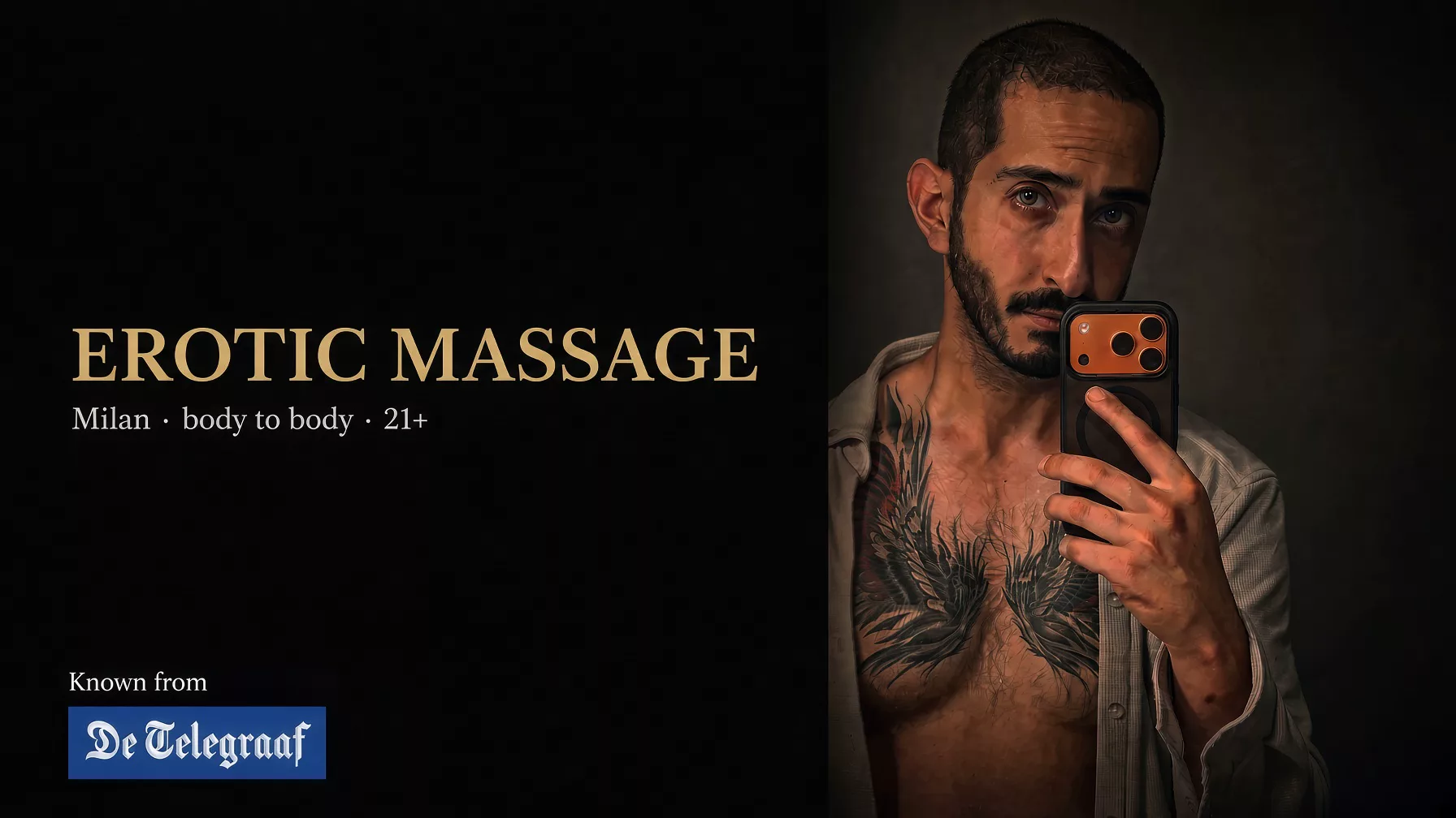 Erotic massage with gigolo Milan, known from De Telegraaf, body-to-body for women